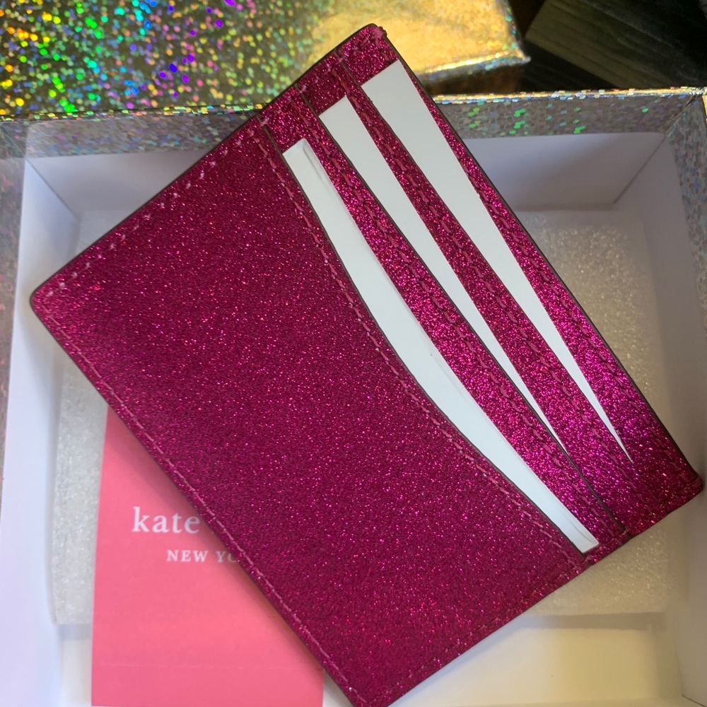 Authentic Kate spade glitter card case in gift box - Picture 3 of 9